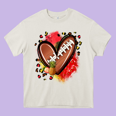 Fruits And Football Heart Heavy Core Tee Designed By Zillion Design Studio