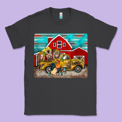 Western Truck Farm Animals Mousepad Classic Tee Designed By Barkaloodesign