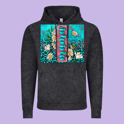 Turquoise Leopard Mama Vintage Hoodie Designed By Adodesignshop