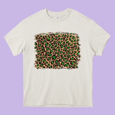 Leopard With Green Glitter Heavy Core Tee Designed By Artiststas