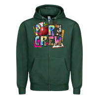 Sports Green para crew Zipper Hoodie - NancyCooperArtShop