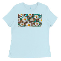 Baby Blue leopard daisy Ladies Tee - RanaPortraitStore