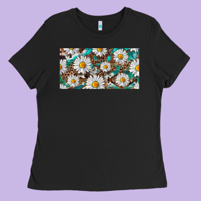 Ladies Tee leopard daisy