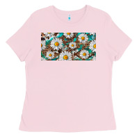 Bubblegum Pink leopard daisy Ladies Tee - RanaPortraitStore