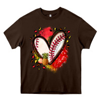 Chocolate Brown fruits and baseball heart Heavy Core Tee - Zillion Design Studio
