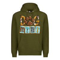 Army Green Dog Mini with Paw Premium Hoodie - texasbilliewilder