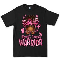 Black brest cancer warrior afro messy bun Premium Tee - texasbilliewilder
