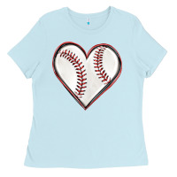 Baby Blue baseball heart Ladies Tee - texasbilliewilder