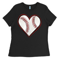 Black baseball heart Ladies Tee - texasbilliewilder