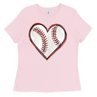 Bubblegum Pink baseball heart Ladies Tee - texasbilliewilder