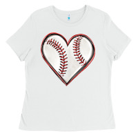 White baseball heart Ladies Tee - texasbilliewilder