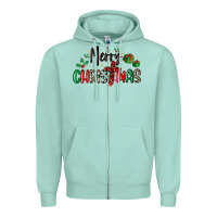 Seafoam faith cross merry christmas Zipper Hoodie - MaliasSmallBusiness