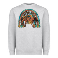 Heather Grey bucking bronco rodeo rainbow Heavyweight Sweatshirt - Artiststas
