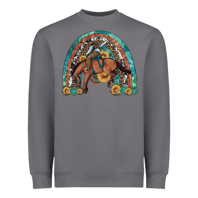 Bucking Bronco Rodeo Rainbow Heavyweight Sweatshirt by Artiststas | Teevron