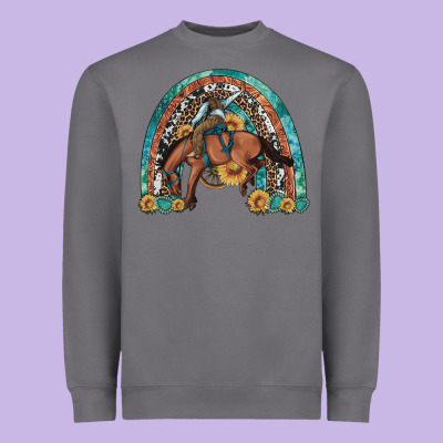 Bucking Bronco Rodeo Rainbow Heavyweight Sweatshirt Designed By Artiststas