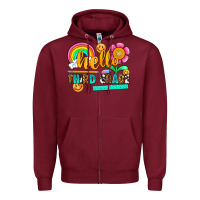 Burgundy hello third grade Zipper Hoodie - NancyCooperArtShop