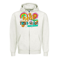 Oatmeal Heather hello third grade Zipper Hoodie - NancyCooperArtShop