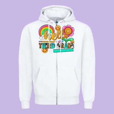 Hello Third Grade Zipper Hoodie Designed By Nancycooperartshop