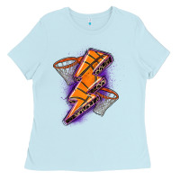 Baby Blue basketball lightning bolt Ladies Tee - Zillion Design Studio