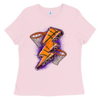 Bubblegum Pink basketball lightning bolt Ladies Tee - Zillion Design Studio