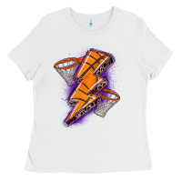 White basketball lightning bolt Ladies Tee - Zillion Design Studio