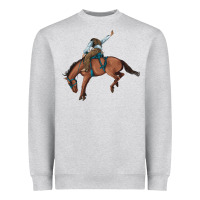 Heather Grey bucking bronco cowboy rodeo Heavyweight Sweatshirt - Artiststas