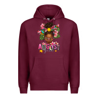 Burgundy August Girl Afro Woman Summer Premium Hoodie - texasbilliewilder