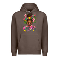 Coffee August Girl Afro Woman Summer Premium Hoodie - texasbilliewilder