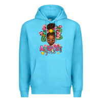 Ocean Blue August Girl Afro Woman Summer Premium Hoodie - texasbilliewilder