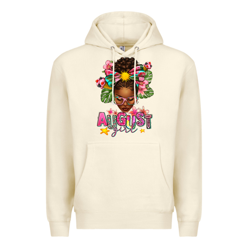 August Girl Afro Woman Summer Premium Hoodie by texasbilliewilder | Teevron