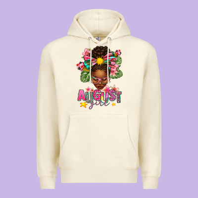 August Girl Afro Woman Summer Premium Hoodie Designed By Texasbilliewilder