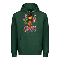 Sports Green August Girl Afro Woman Summer Premium Hoodie - texasbilliewilder