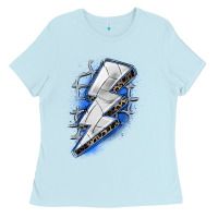 Baby Blue volleyball lightning bolt Ladies Tee - Zillion Design Studio