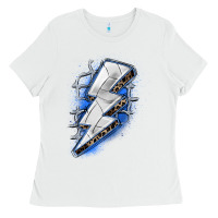 White volleyball lightning bolt Ladies Tee - Zillion Design Studio