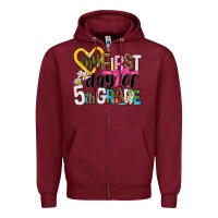 Burgundy my first day of 5th grade Zipper Hoodie - NancyCooperArtShop
