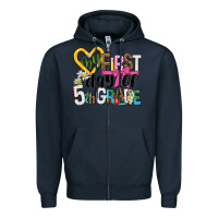 Navy my first day of 5th grade Zipper Hoodie - NancyCooperArtShop