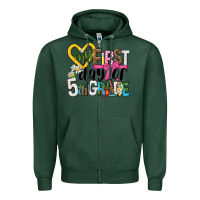 Sports Green my first day of 5th grade Zipper Hoodie - NancyCooperArtShop