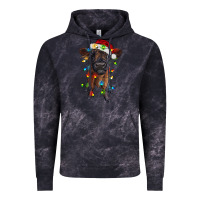 Cloud Black highland cow calf with christmas lights Vintage Hoodie - RanaPortraitStore