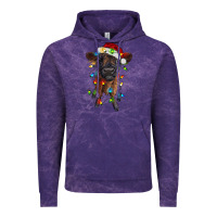 Cloud Purple highland cow calf with christmas lights Vintage Hoodie - RanaPortraitStore