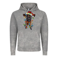 Cloud Rock highland cow calf with christmas lights Vintage Hoodie - RanaPortraitStore