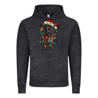 Vintage Black highland cow calf with christmas lights Vintage Hoodie - RanaPortraitStore