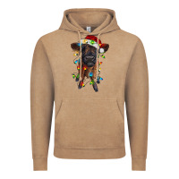 Vintage Coffee highland cow calf with christmas lights Vintage Hoodie - RanaPortraitStore