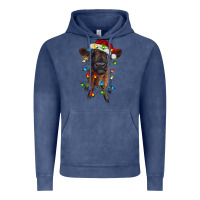 Vintage Denim highland cow calf with christmas lights Vintage Hoodie - RanaPortraitStore