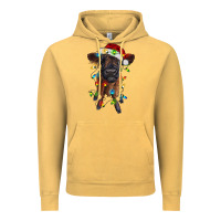 Vintage Mustard highland cow calf with christmas lights Vintage Hoodie - RanaPortraitStore