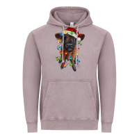 Vintage Zinc highland cow calf with christmas lights Vintage Hoodie - RanaPortraitStore