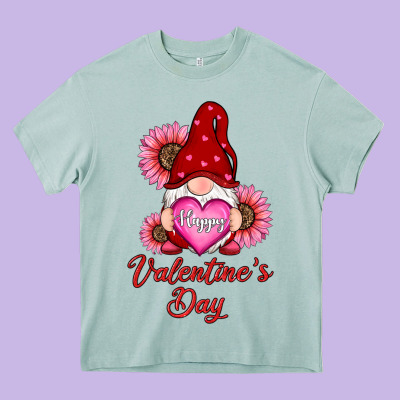 Happy Valentine's Day Gnomes With Sunflower Heavy Core Tee Designed By Ranaportraitstore
