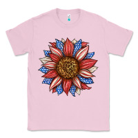 Bubblegum Pink American Flag Sunflower Classic Tee - LillyAllenDesigns