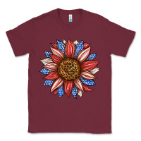 Burgundy American Flag Sunflower Classic Tee - LillyAllenDesigns