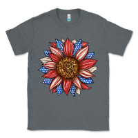 Charcoal Heather American Flag Sunflower Classic Tee - LillyAllenDesigns