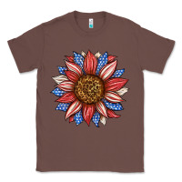 Chestnut American Flag Sunflower Classic Tee - LillyAllenDesigns